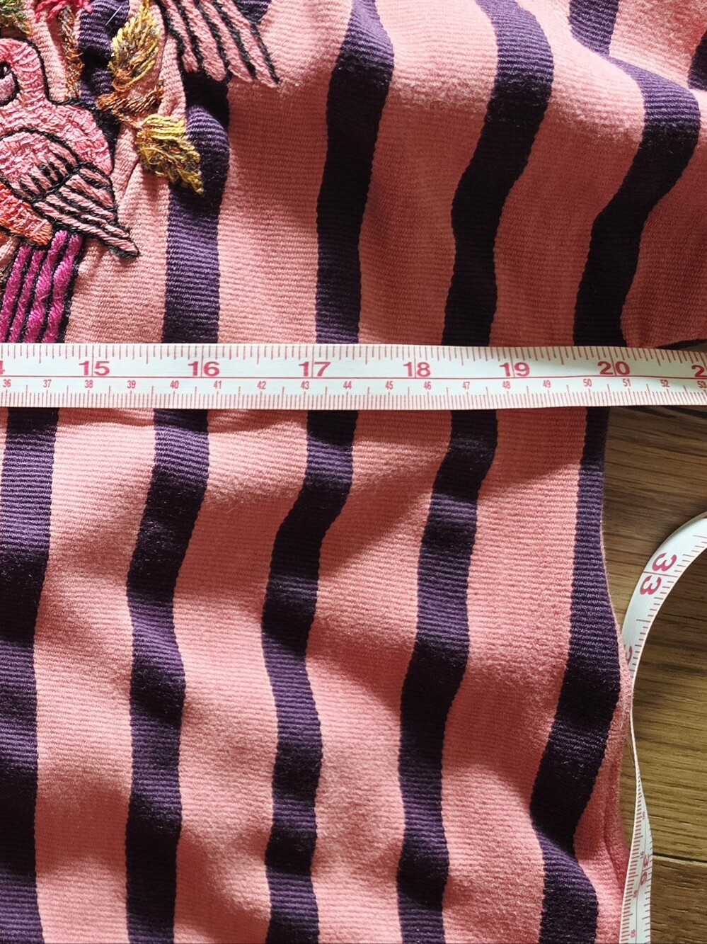 Arloom Vintage Huipil Top Pink With Purple Stripes - Picture 7 of 12